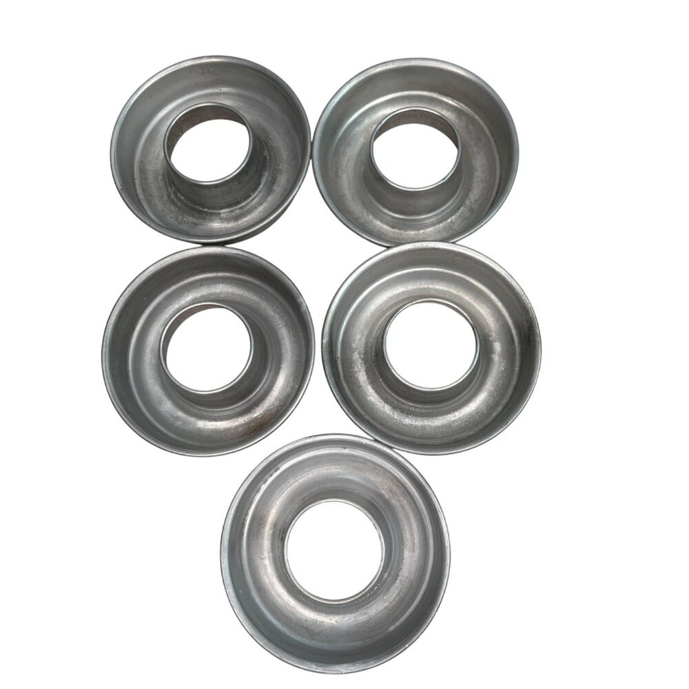 Vintage Aluminum Donut Bundt Cake Baking Molds Set of 5 W/Center Hole 3.5" Dia